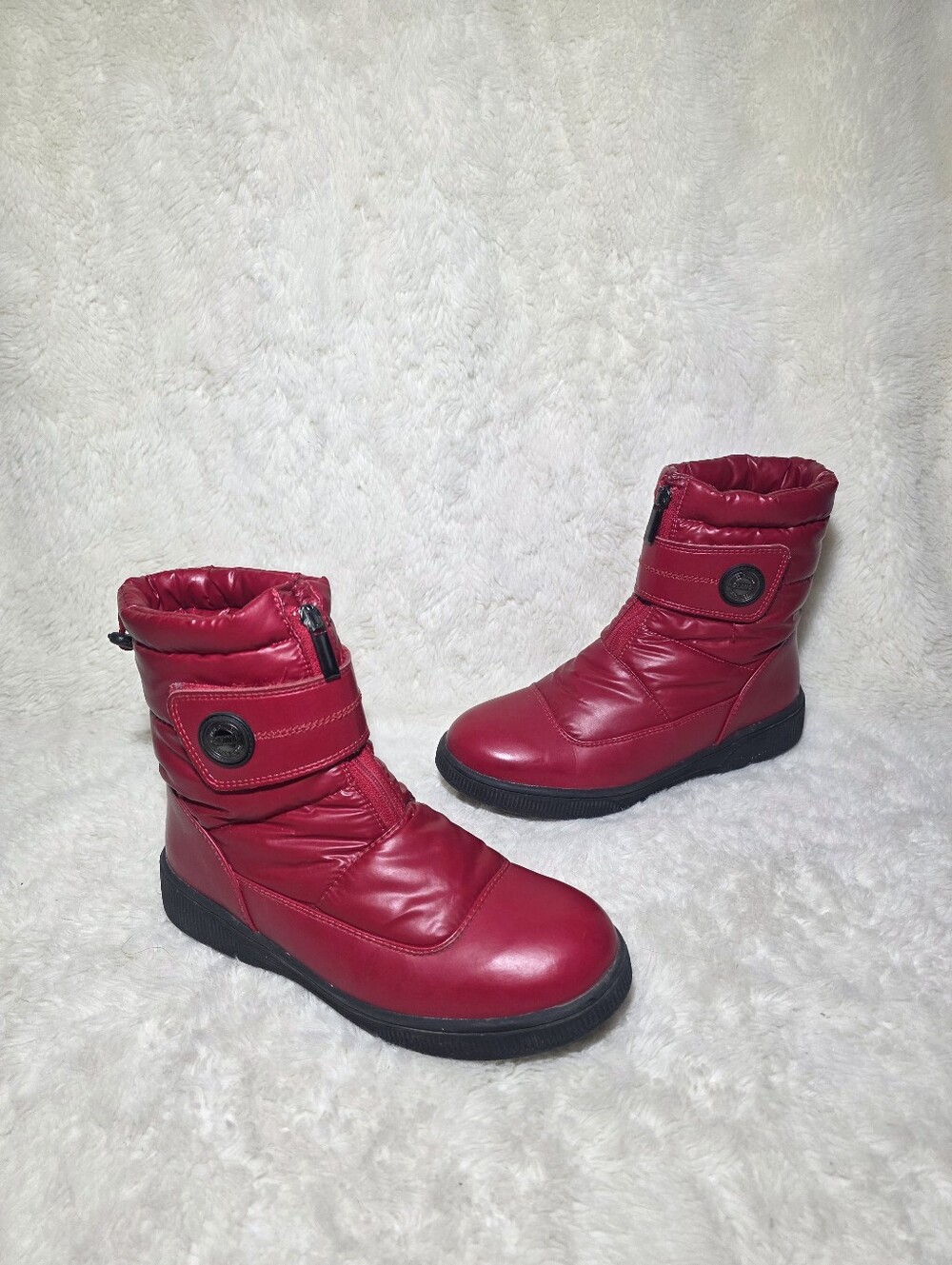 Olang Italy Red Quilted Puffer Winter Snow Boots EU 38 US 8 OC System Ice Grips - Picture 2 of 12